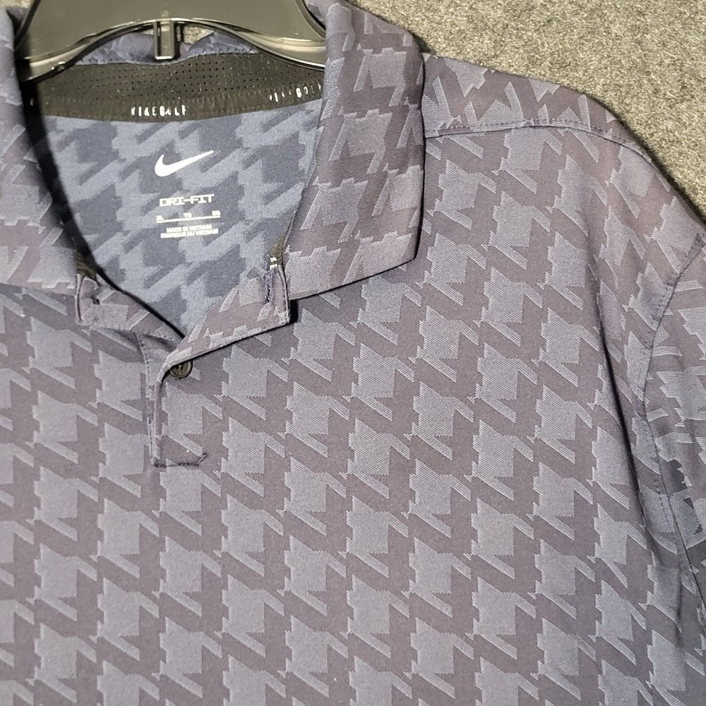 Nike Golf Dri-FIT Polo Shirt Mens XL Navy Blue Geometric DA2974-451 Short Sleeve